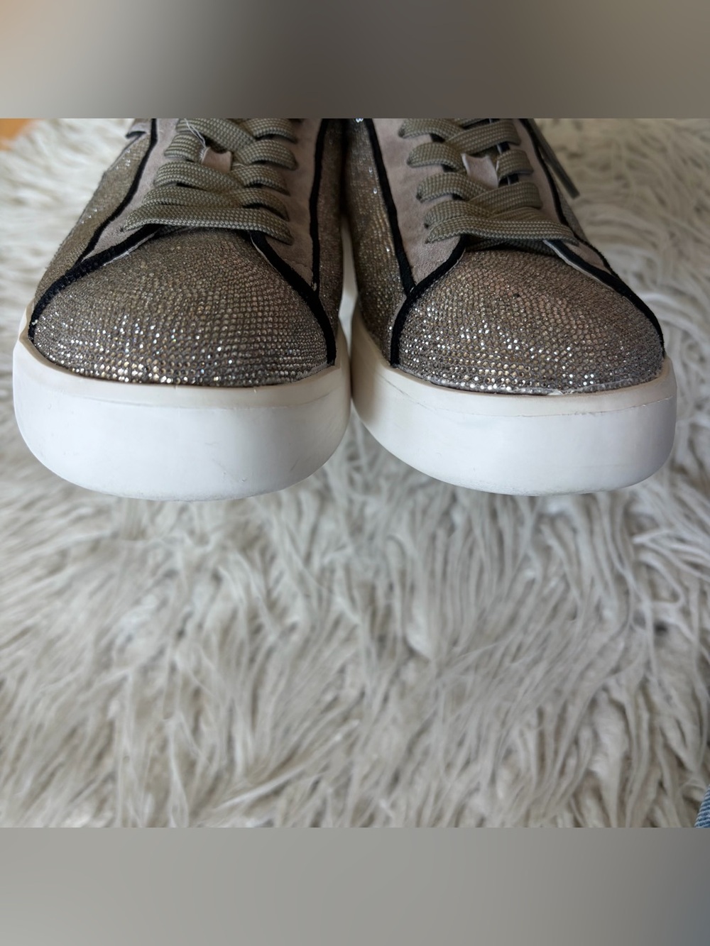 Lola Cruz Supernova Silver Glitter Suede Star Patch Grey Sneakers Shoes Size 37 - Picture 9 of 12